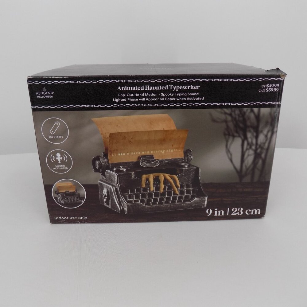 Ashland Animated Haunted Typewriter Spooky Typing Sound Pop Out Hand Motion New